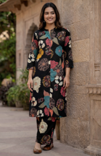 gemnovaluxe pure rayon kurti with semi plazo set – premium ready made suit